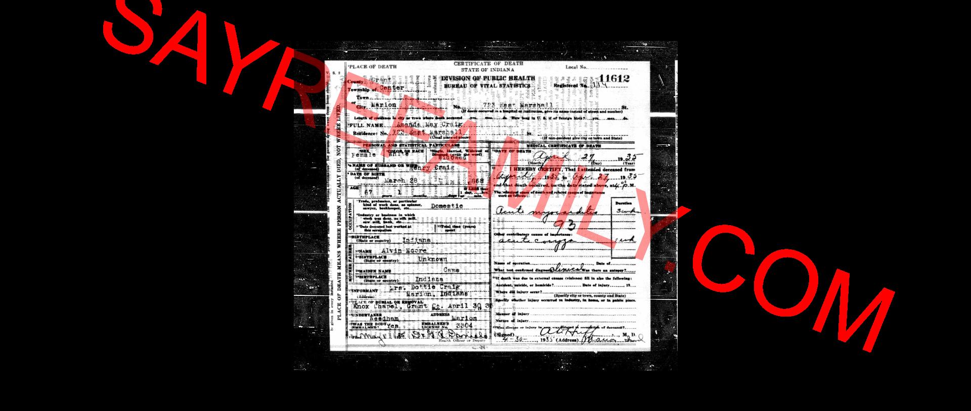 Birth Certificate, Amanda Moore