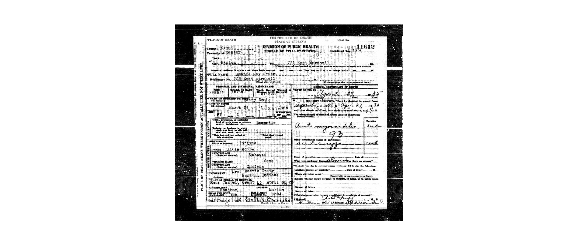 Birth Certificate, Amanda Moore